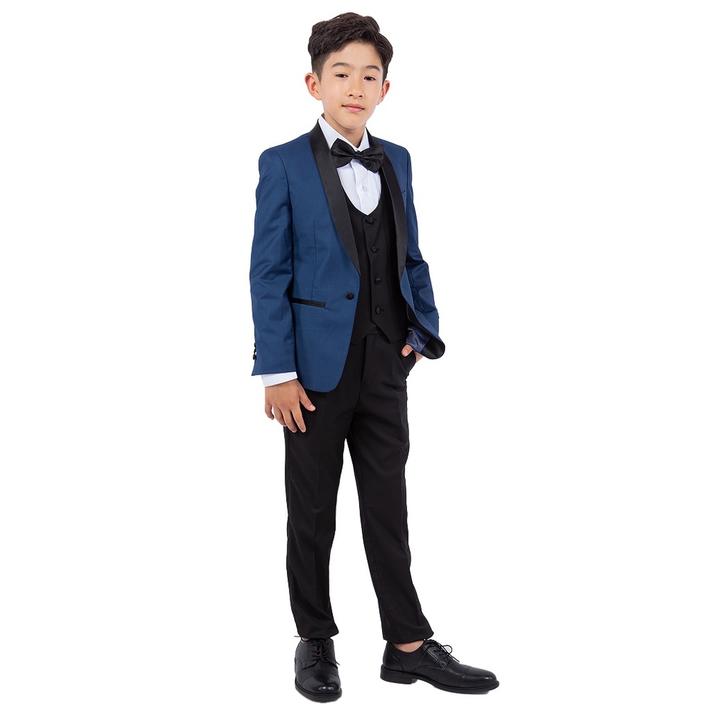 Solid Indigo Shawl Lapel 5 Piece Perry Ellis Boy's Tuxedo